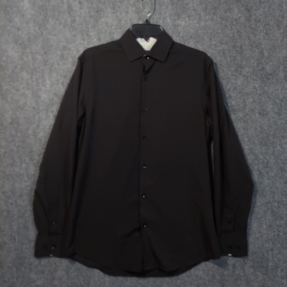 Tom Baine Shirt Mens Medium Black‎ Long Sleeve Button Up Stretch Wrinkle Free